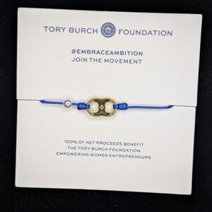 Tory Burch Embrace Ambition Bracelet Blue Gold with a pearl